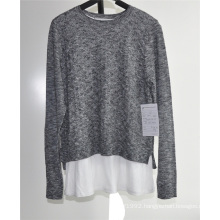 Fashion Cotton Polyester Woven Knit Sweater for Ladies